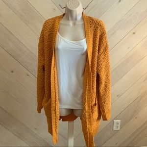 Mustard yellow popcorn knit cardigan